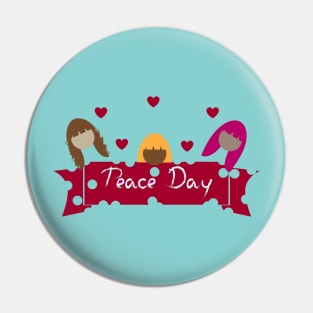 Women peace day sign Pin