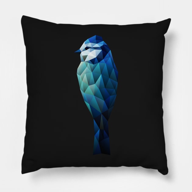 Low Poly Blue Jay Pillow by DigitalShards