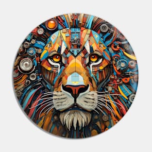 Lion Animal Portrait Colorful Painting Pin