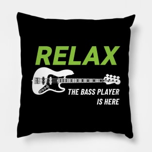 Relax The Bass Player Is Here J-Style Bass Guitar Dark Theme Pillow