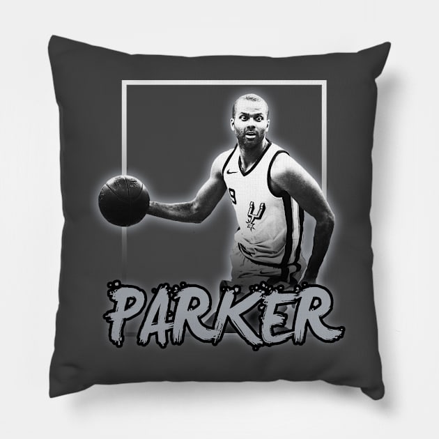 Tony Parker\\Basketball Legend Vintage Style Pillow by Mysimplicity.art