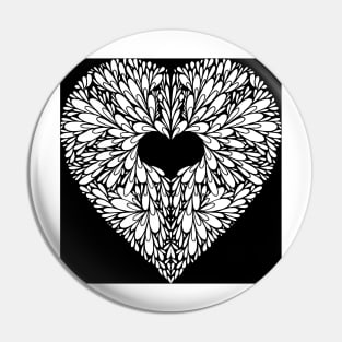 Black and White Blossoming Heart Pin