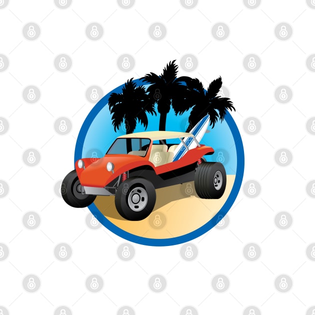 Manxter Dune Buggy w Surfboard & Palms by PauHanaDesign