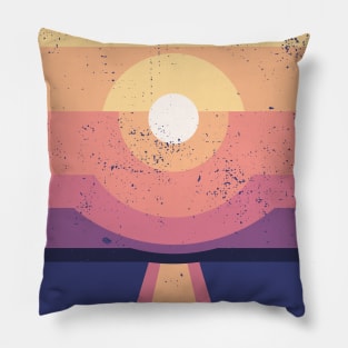 Sea Sunset. Landscape illustration Pillow