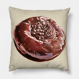 Chocolate Swirl Donut Painting (no background) Pillow