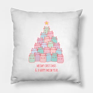 Cute cats Christmas tree Pillow