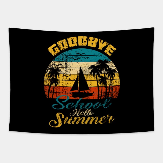 Goodbye School Hello Summer Retro Vintage Gift Tapestry by UranusArts