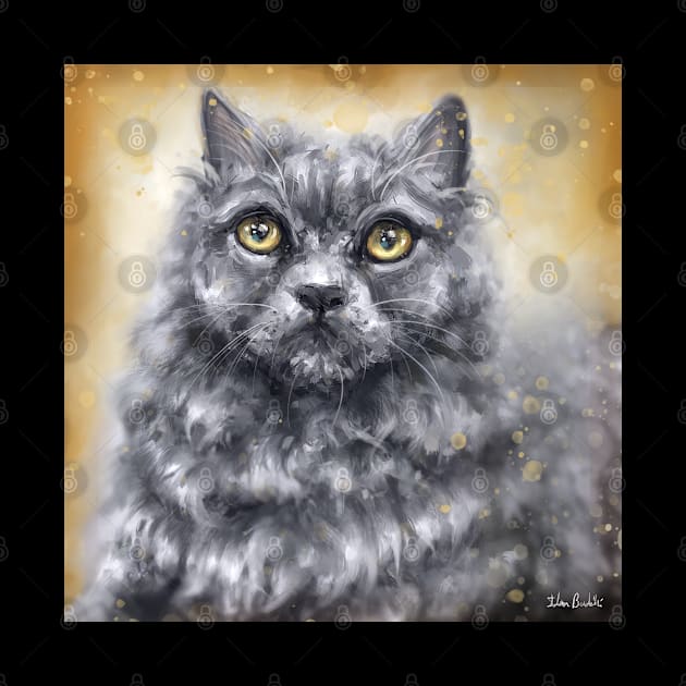 Painting of a Fluffy Blue Persian Cat by ibadishi