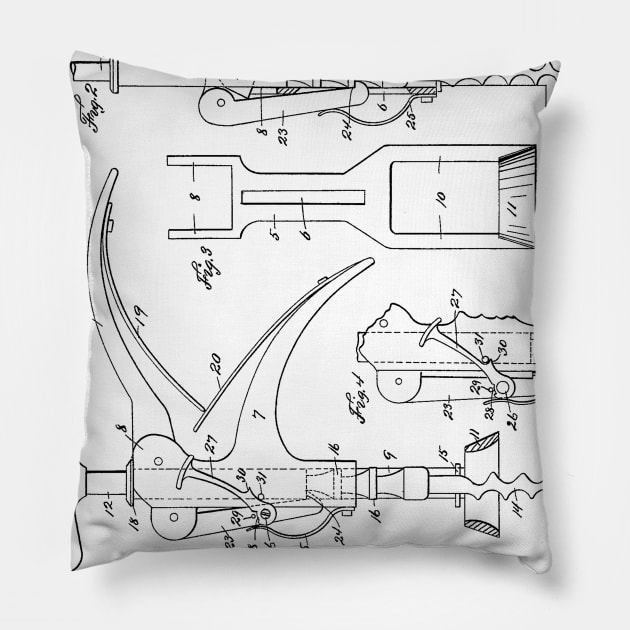 Corkscrew Vintage Patent Hand Drawing Pillow by TheYoungDesigns