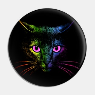 Rainbow Cat Face Pin