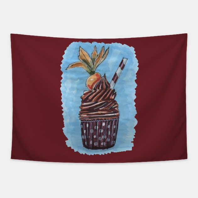 Chocolate Cupcake with Carrot Tapestry by Mila-Ola_Art