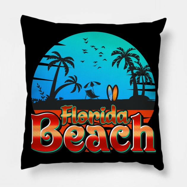 Florida Beach Pillow by Tonibhardwaj