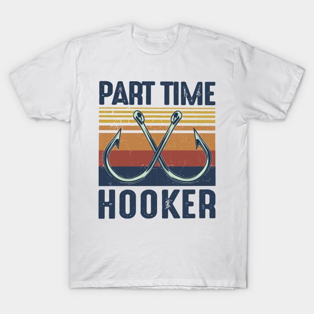 Part-Time Hooker Retro Vintage Sunset T-shirt Design, Fishing