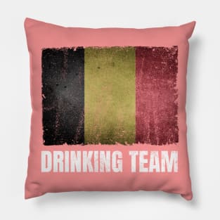 Belgian Drinking Team Graphic for Men Women Funny Belgium Flag Pillow