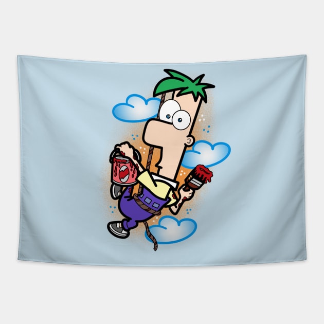 Ferb with paint Tapestry by Jahaziel Sandoval