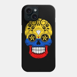 Colombian Flag Sugar Skull with Roses Phone Case