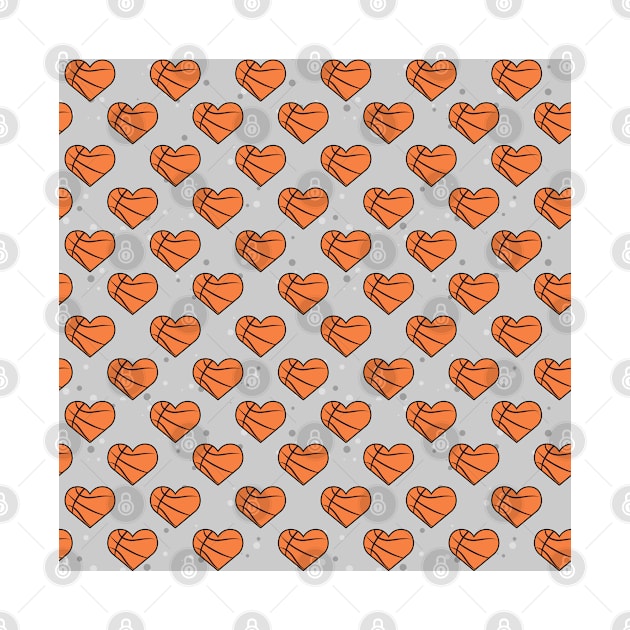 Basketball Ball Texture In Heart Shape - Seamless Pattern On Grey Background by DesignWood-Sport