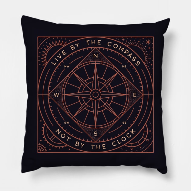 Live By The Compass Pillow by Thepapercrane