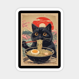 Anime Cat Ramen Japanese Funny Graphic Tees Kawaii Cat Anime Magnet