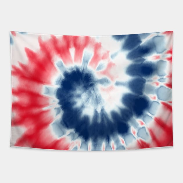 Red White and Blue Tie Dye Hippie 4th of July Tapestry by graphicbombdesigns