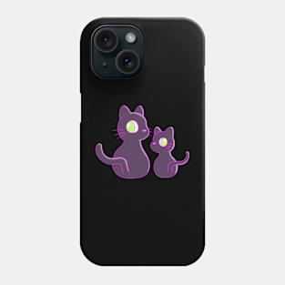 Mother cat and son, black cats cute design Phone Case