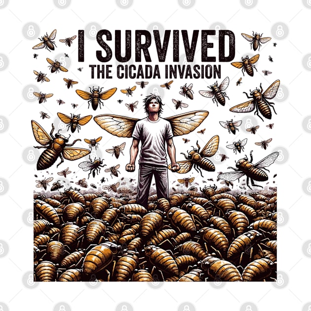 I Survived the Cicada Invasion Funny Cicada Summer by creative