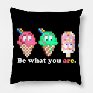 Be What You Are Ice Cream Popsicle Pixel Art Pillow