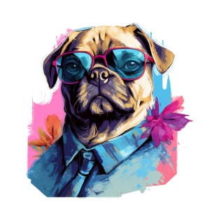 Fancy pug enjoying the sunset T-Shirt