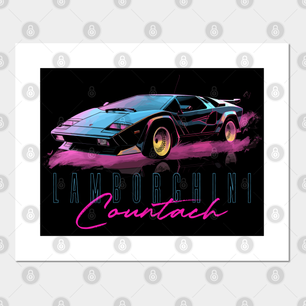 Lamborghini Countach -- Vaporwave Aesthetic Design - Lamborghini - Posters  and Art Prints | TeePublic