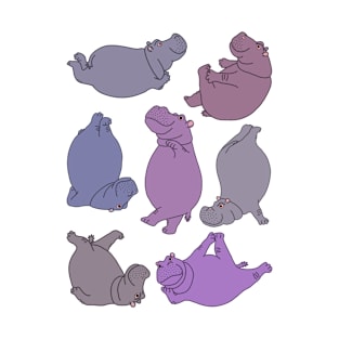 Hippo Workout - purple and grey T-Shirt