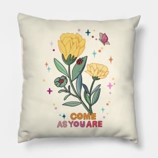 come as you are yellow flower Pillow