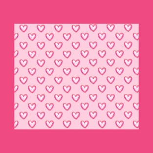 Pink Glitter Hearts Pattern T-Shirt