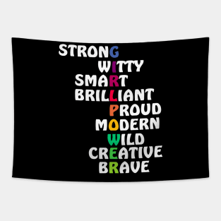 Colorful Girl Power Crossword Puzzle Tapestry