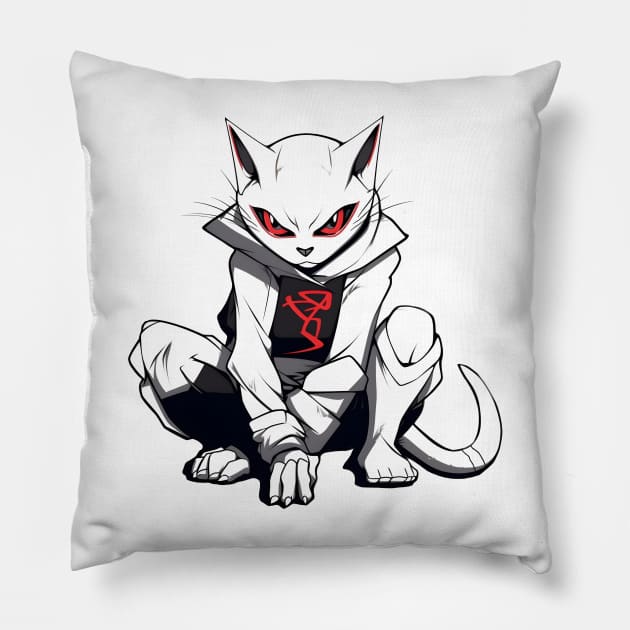 Cat Ninja Design - Funny Cats Lover Gifts Pillow by GamerFlo