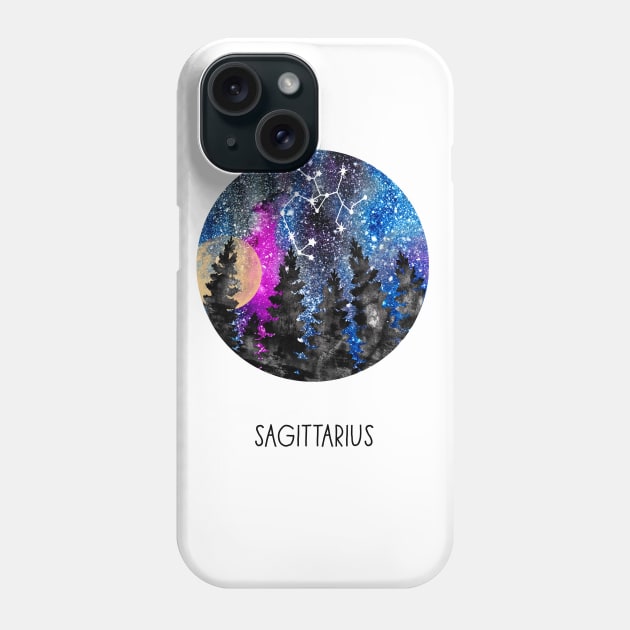 Sagittarius constellation, Sagittarius Phone Case by RosaliArt
