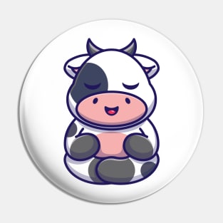 Cute baby cow meditation cartoon Pin