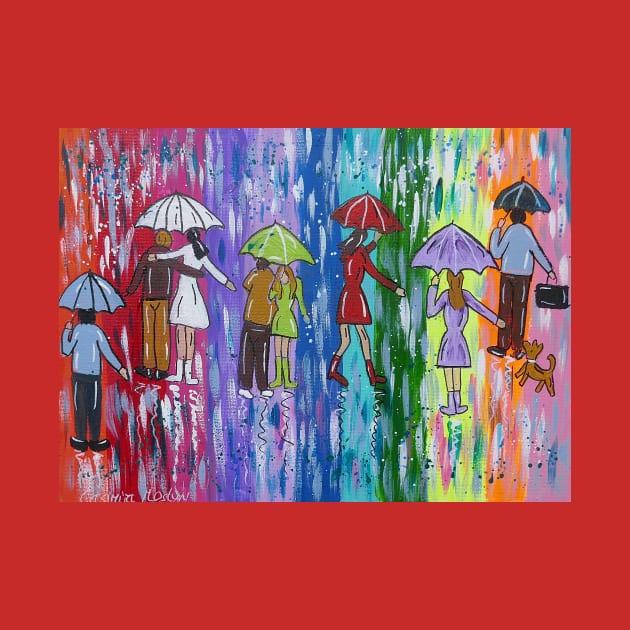 Colourful Umbrellas in a Rainbow Sky by Casimirasquirkyart