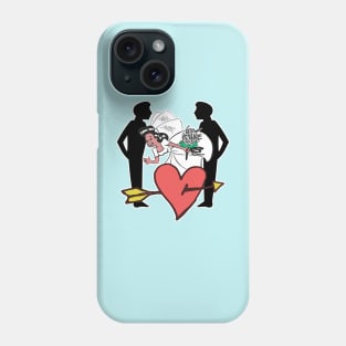 Passionate wedding dress and boys in profile Phone Case