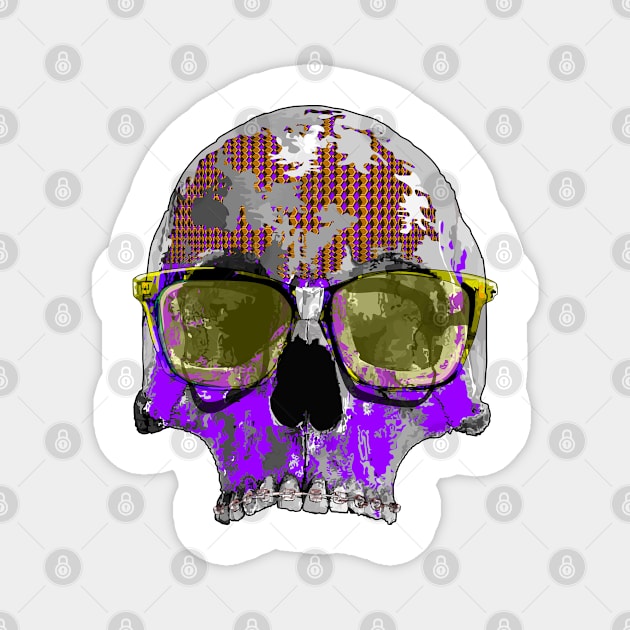 Royal purple skull with glasses Magnet by M[ ]