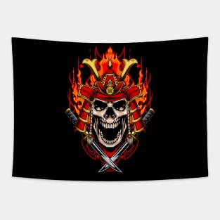 Fire Samurai Skull 01 Tapestry