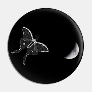 Luna Moth Flying to the Moon Pin