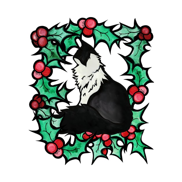 Tuxedo Cat Christmas by bubbsnugg