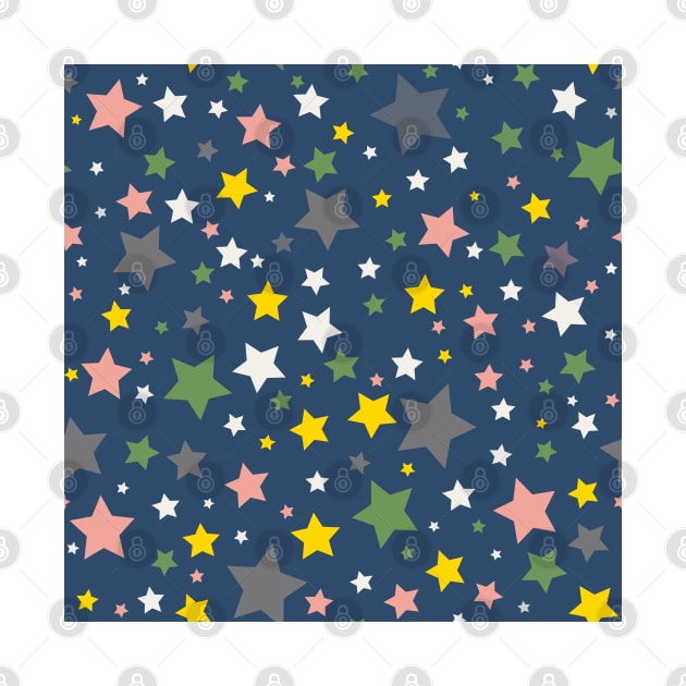 Colourful Constellation of Stars on Blue Background by NattyDesigns