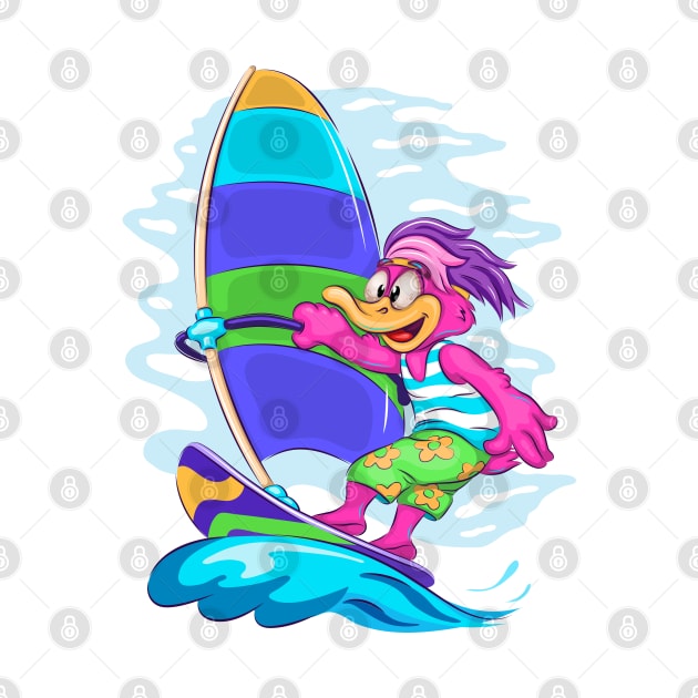 Cartoon Duck Windsurfer by AndreKENO