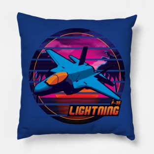 Neon Retro F-35 Lightning Pillow