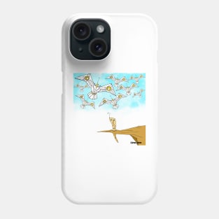 eagles and worms ecopop robots in crazy hunting art Phone Case