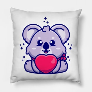 Cute baby koala cartoon with love Pillow