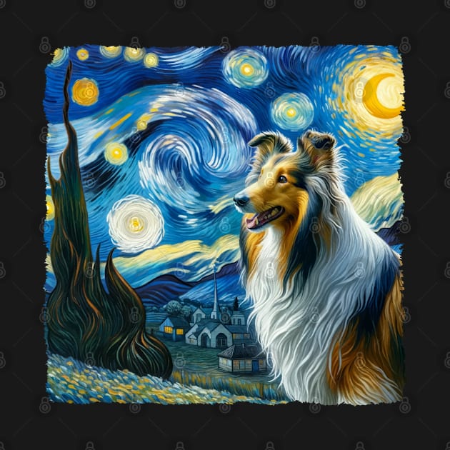Starry Collie Dog Portrait - Pet Portrait by starry_night