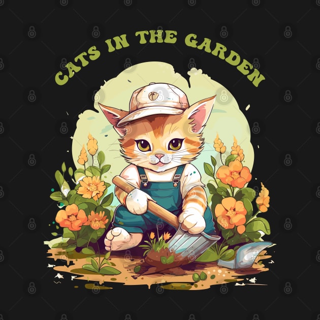 Cat Doing Gardening by Yopi