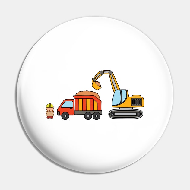 Kids drawing construction set dump truck with excavator and construction worker holding a map Pin by wordspotrayal